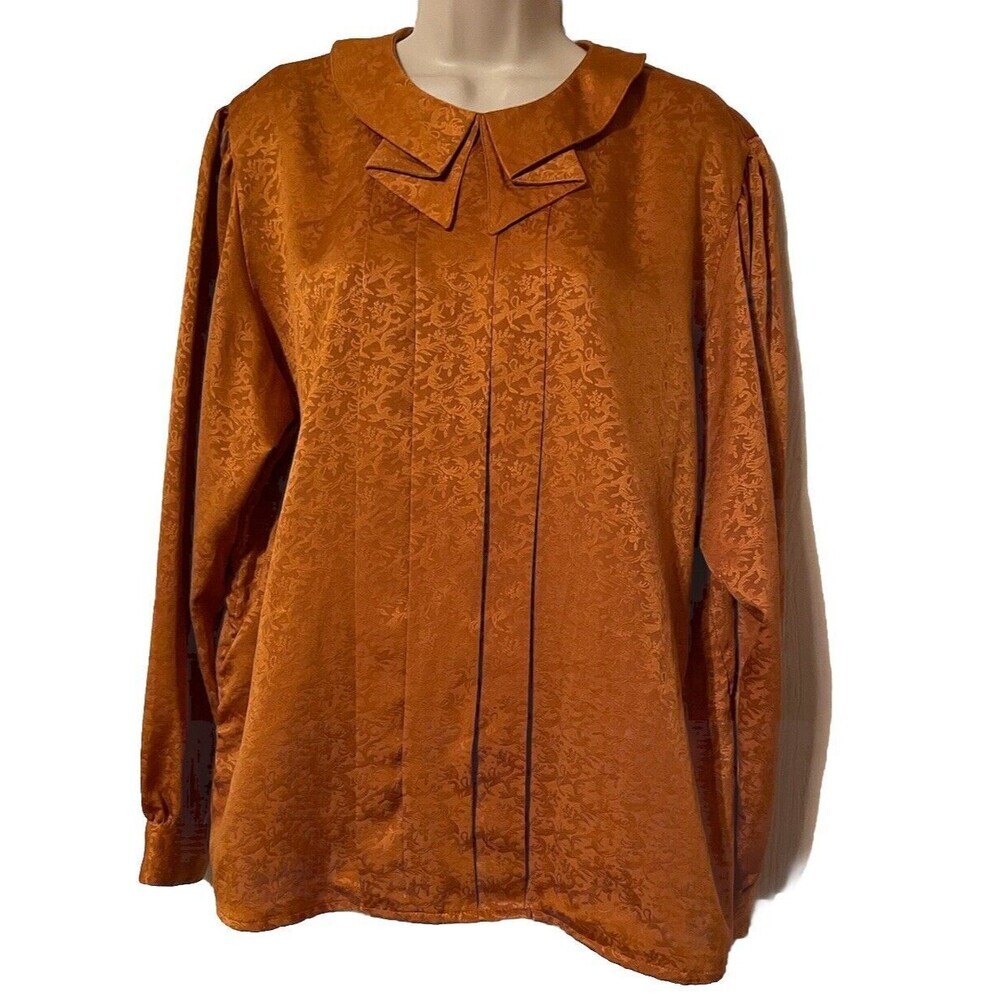 Ruffled Collar Mustard Yellow Working Girl Blouse Top Womens SZ 16 Dark Academia